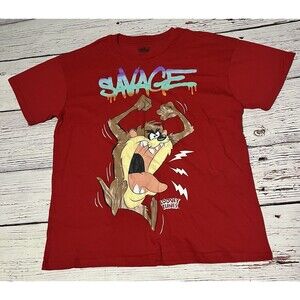 Looney Tunes Taz "Savage" Tasmanian Devil Mens T Shirt Size XL Red Mens Extra LG
